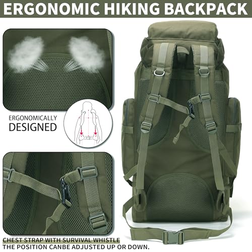 Hiking Backpack for Men 70L/100L Camping Backpack Military Rucksack Molle 3 Days Assault Pack for Climbing | Camping Backpack - color: 70l-olivegreen