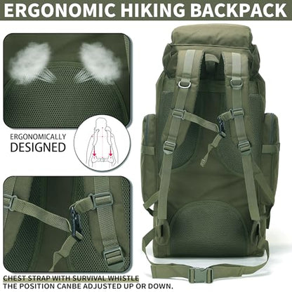 Hiking Backpack for Men 70L/100L Camping Backpack Military Rucksack Molle 3 Days Assault Pack for Climbing | Camping Backpack - color: 70l-olivegreen