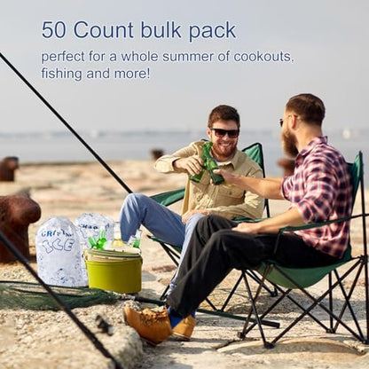 Ice Bags 5lb with Drawstring, 50 Pack Plastic Ice Bags for Ice Storage - size: 5LB