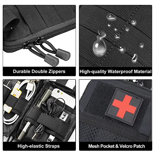 Tactical EDC Pocket Organizer Pouch, Mini Small Tool Storage Pouch Bag Portable Nylon Molle Compatible Military Utility Pouch for Electronic Accessories, Aid Kits, Multitools, Tactical Accessories