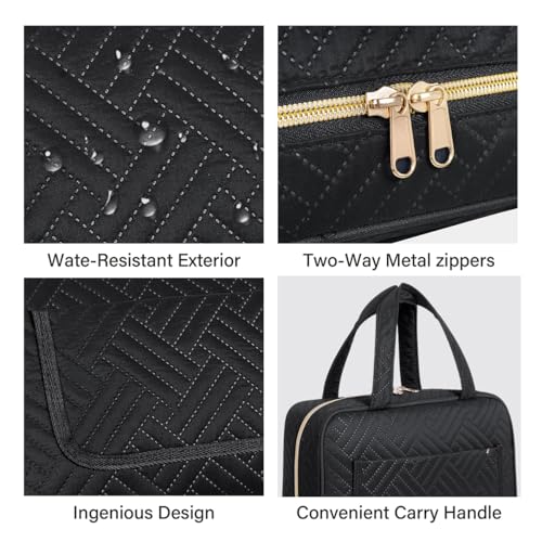 Hanging Toiletry Bag for Women Cosmetic Toiletries Travel Bag, Black - color: Black