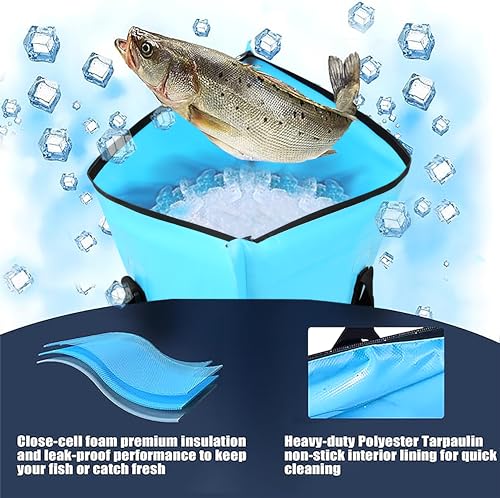 MORXPLOR Insulated Fish Cooler Bag for Fishing 41x17 47x17In 50x20In 60x24 72x30 80X40 Inches,Large Insulated Fish Kill Bag,Fishing Catch Bag Cooler with Water-resistant Zipper - color: 47 inches blue