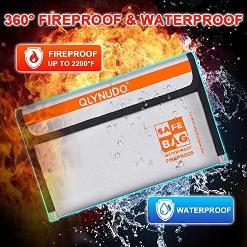 Small Fireproof Money Bag for Cash - Nesting 2 Pack (9.2"x5.7" & 8"x5"), Waterproof Money Pouch with Zipper, Fire Safe Accessories & Cash Envelopes for Budgeting, Emergency Grab (All Silver) - color: small-grey+big-grey