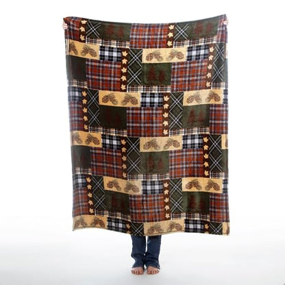 Carstens, Inc. Travel Blanket, Premium Compact 2-in-1 Airplane Blanket/Pillow, Tree Plaid Rustic - color: Tree Plaid Rustic