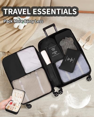 Packing Cubes 11 Set, Suitcase Organizers, Luggage Organizer Bags, with Toiletry Bag, Travel Essentials, Black - color: Black