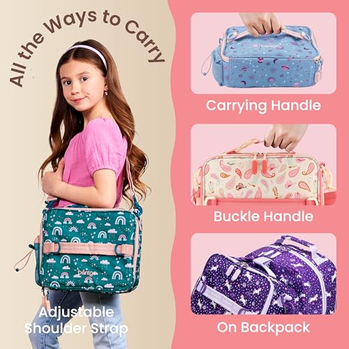 Bentgo Kids Prints Lunch Bag - Double-Insulated, Reusable, for Kids 3+, Adjustable Strap; Holds Lunch Box/Water Bottle/Snacks; Easy-Clean, Water-Resistant, Pockets (NEW Cowgirl Dreams) - color: Cowgirl Dreams