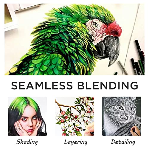 Prina 76 Pack Drawing Set Sketching Kit, Pro Art Supplies with 3-Color Sketchbook, Include Tutorial, Colored, Graphite, Charcoal, Watercolor & Metallic Pencil, for Artists Adults Teens Beginner