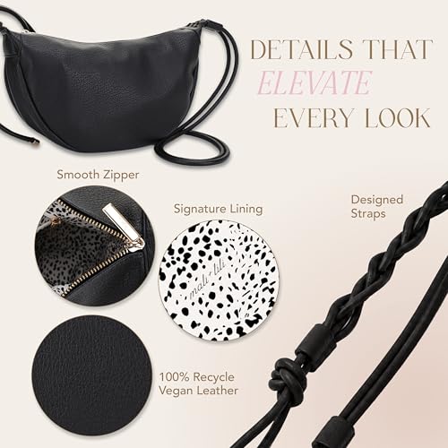 Mali&Lili Hobo Shoulder Bag for Women, Aria Convertible Crossbody Bags for Women, Vegan Leather purses, Shoulder Handbags - color: Black