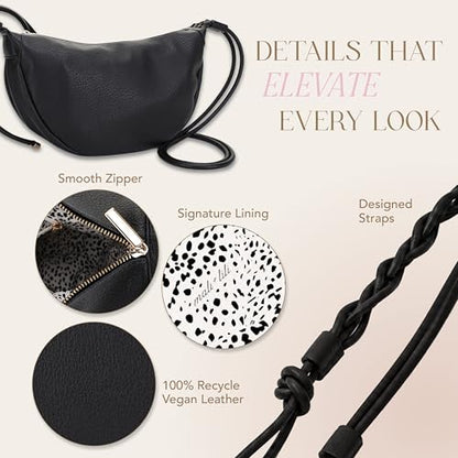 Mali&Lili Hobo Shoulder Bag for Women, Aria Convertible Crossbody Bags for Women, Vegan Leather purses, Shoulder Handbags - color: Black