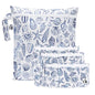 Bumkins Roamio Wet Bag and 3-Pack Clear-Sided Travel Pouches, Waterproof Fabric Organizer for Toiletries, Gym Clothes, Swim Gear, Shoes, Accessories, TSA Compliant Packing Set, Blue Shells 4-pc Set - color: Blue Shells
