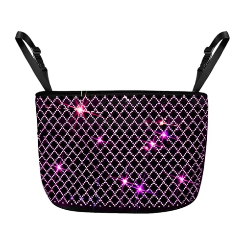 zipelo Bling Car Net Pocket Handbag Holder, Rhinestone Vehicle Backseat Purse Organizer Between Seats, Diamond Hanging Storage Bag Barrier of Pet Kids, Universal Automotive Accessories (Pink) - color: Pink