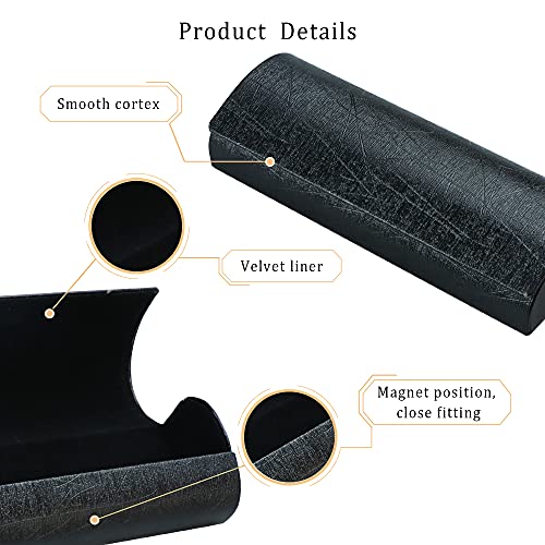 LifeArt Eyeglass Case Hard Shell, Portable Sunglass Case for Women and Men, fashionable PU Leather Eyeglass Case, Lightweight - color: 6635_jgw(black)