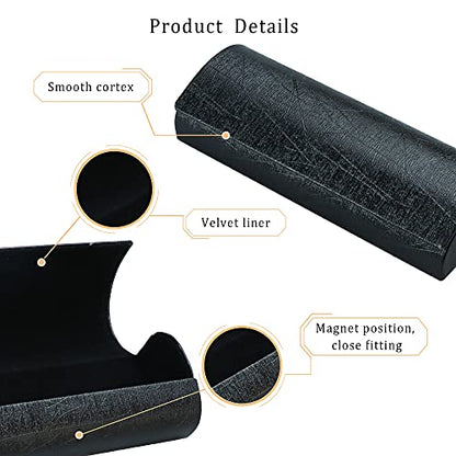 LifeArt Eyeglass Case Hard Shell, Portable Sunglass Case for Women and Men, fashionable PU Leather Eyeglass Case, Lightweight - color: 6635_jgw(black)