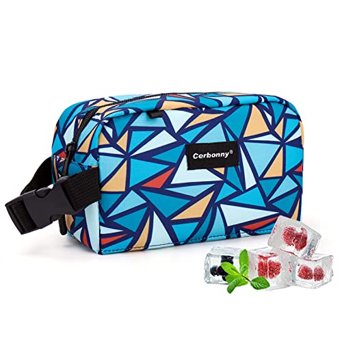Cerbonny Small Lunch Bag, Freezable Lunch Bag, Small Cooler Bag, Insulated Mini Cooler Box with Ice Packs & Handle Buckle for Work Travel,Triangle Pattern - color: Triangle-1