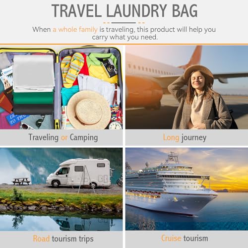 Isink Extra Large Heavy Duty Laundry Bag - 28" x 40", Travel Laundry Bag for Dirty Clothes, Camping (White) - color: Extra Large Laundry Bag With Handles (White)
