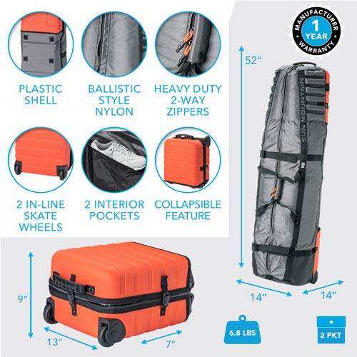 Sun Mountain Kube Golf Travel Bag, 2-Wheel Rolling System-Compact Storage Case - color: Bumblebee-Black