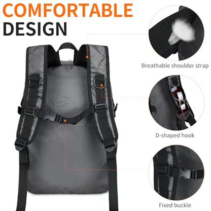 Small Hiking Backpack 35L Travel Lightweight Hiking Packable Daypack Water-Resistant Foldable Backpacks for Women Men Camping (Grey) - color: Grey, size: 35L