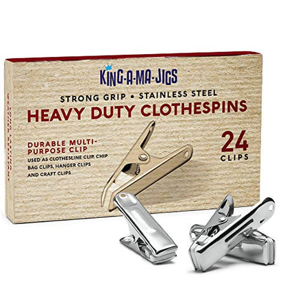 24 Pack - Long Lasting, Stainless Steel Clothespins - Strong Grip - Weather-Resistant, Multipurpose Clip - Use As Clothesline Laundry Clips, Chip Bag Clips, Hanger Clips and Craft Clips (24 Pack) - size: 24 Pack