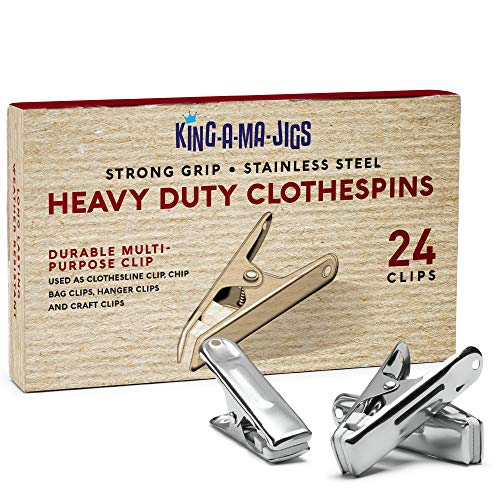 24 Pack - Long Lasting, Stainless Steel Clothespins - Strong Grip - Weather-Resistant, Multipurpose Clip - Use As Clothesline Laundry Clips, Chip Bag Clips, Hanger Clips and Craft Clips (24 Pack) - size: 24 Pack