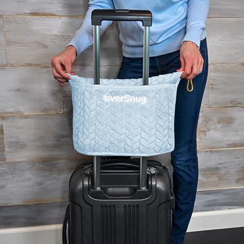 EverSnug Travel Blanket & Pillow 68x42 - Premium Ultra-Soft Microfleece 2 in 1 Compact & Packable Flight Blanket with Soft Bag Pillowcase, Hand Luggage Sleeve and Backpack Clip (Ice Blue) - color: Ice Blue