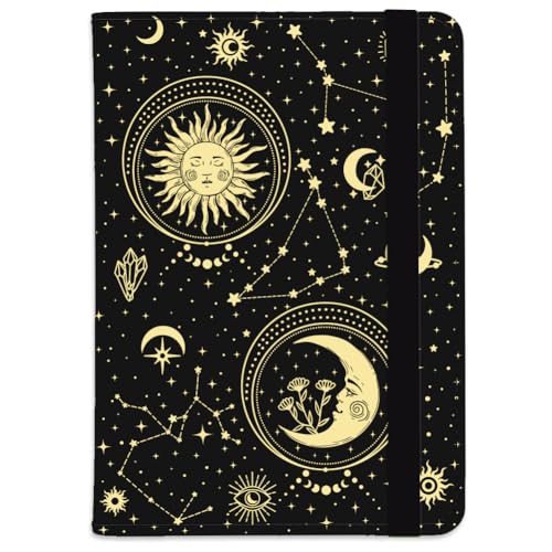 Sun and Moon Leather Passport Holder Cover Mystery Zodiac Travel Wallet Passport Case with Credit Card Slots for Women Men Travelling Essentials for Flying - color: Moon and Sun