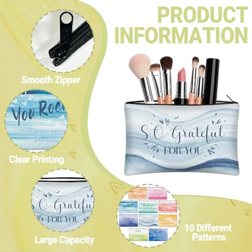 30 Pcs Thank You Makeup Bag Bulk for Women Canvas Cosmetic Bag Employee Appreciation Gifts for Coworker Staff Worker Social Volunteer Mother Teacher Nurse - style: Thank You