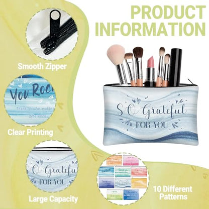 30 Pcs Thank You Makeup Bag Bulk for Women Canvas Cosmetic Bag Employee Appreciation Gifts for Coworker Staff Worker Social Volunteer Mother Teacher Nurse - style: Thank You