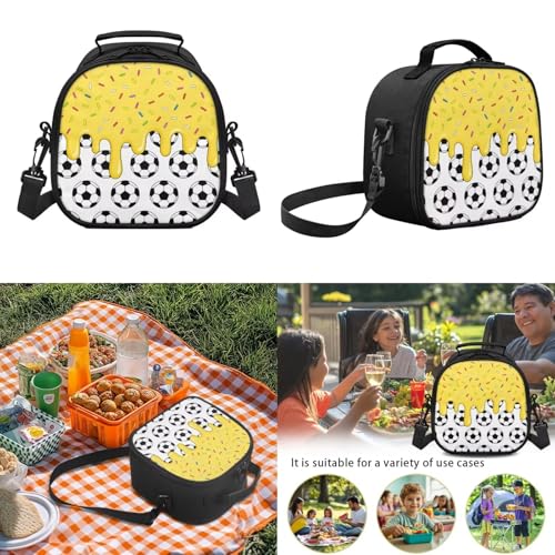 Football School Backpack for Boys, 3PCS School Backpacks for Primary Study, Lightweight Bookbag with Lunch Bag Bundle for Kids Teens Students - color: Football -4