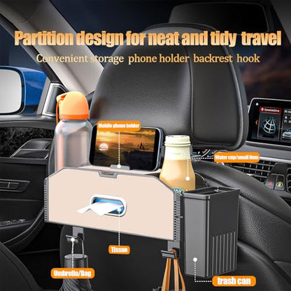 Back Seat Car Organizer,5 in 1 Multifunctional Car Back Seat Storage Box with Trash Can Drink Cup Holder Tissue Box, for Hold Phone,Snacks, Drinks, Handbag-Beige - color: Beige