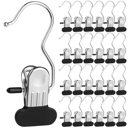 Clothes Pins 25-Pack Laundry Hook Hangers Clothes Hanger Clips for Closet Organizer Socks Towels Clips Heavy Duty Clothespins Bulk Clothes Hanger Clips for Wardrobe Travel Pants Socks Handbag