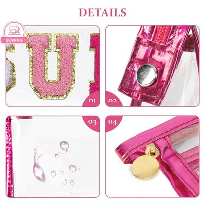 COSHAYSOO Sunscreen Bag Clear Makeup Toiletry Pouch Beach Vacation Essentials for Women Teen Girls Trip Gifts Summer Pool Travel Must Have Accessories Waterproof Stuff - color: Pink-SUN