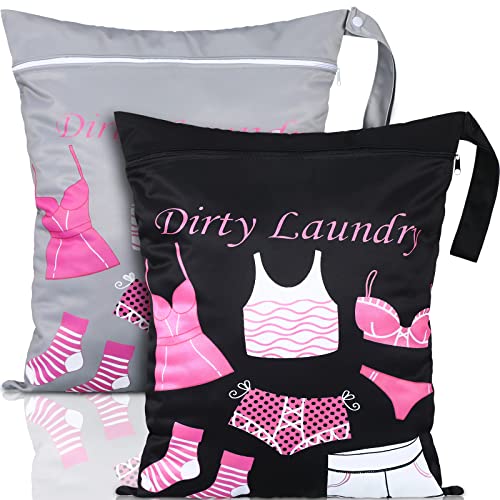 Shappy 2 Pack Large Travel Laundry Bags, Large Wet Dry Waterproof Dirty Clothes Bag for Suitcase, Swimsuit Beach Gym College Dorm Wet Bag(Dress Style) - style: Dress Style