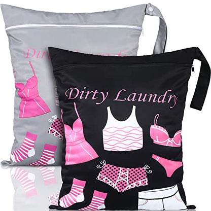 Shappy 2 Pack Large Travel Laundry Bags, Large Wet Dry Waterproof Dirty Clothes Bag for Suitcase, Swimsuit Beach Gym College Dorm Wet Bag(Dress Style) - style: Dress Style