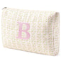 HBselect Initial Quilted Makeup Bag, Pink Cosmetic Travel Toiletry Bag, Flowers Coquette Zipper Make Up Pouch Organizer Teen Girl Gift Trendy Stuff B - color: 1Pc Medium Pinkflower, style: B