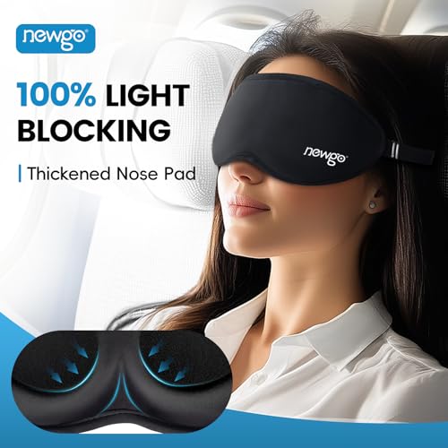 NEWGO 3D Cooling Sleep Mask, Weighted Cooling Gel Eye Mask for Sleeping, Cold Eye Mask, Hot Cold Therapy Blackout Sleep Mask for Puffiness, Dark Circles, Dry Eyes, Headaches and Stress Relief - color: Black