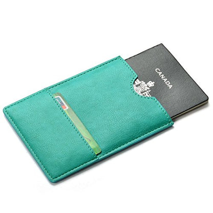 XEYOU Passport Holder Cover - Ultra Slim Premium Vegan Leather Travel Wallet Case Cover (Green) - color: Green