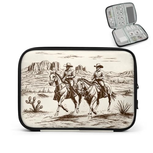 Cable Organizer Desert Cactus Cowboys Electronics Travel Organizer Case Tech Accessories Pouch Waterproof Cord Storage Bag for Power Bank Charger Phone Earphone - color: Beige
