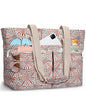 HUANLANG Large Beach Bags for Women Pool Bag with Zipper, Waterproof Sandproof Beach Tote Travel Bag with Wet Pocket - color: White Floral