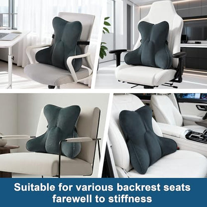 Lumbar Support Pillow(Pat. Pend) for Lower Back Pain Relief – Multi-Functional Ergonomic Lumbar Cushion, Reading Pillow for Office Chair, Car Seat & Sofa,Charcoal Gray - color: Charcoal Gray