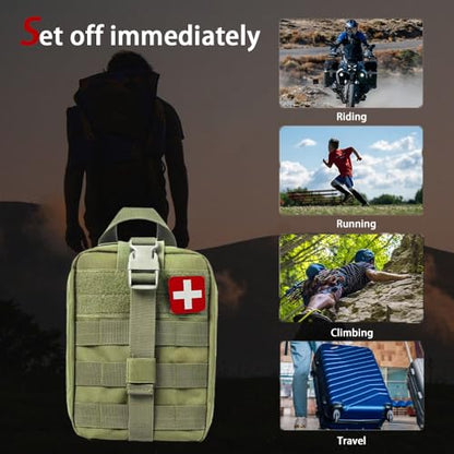 Universal IFAK Trauma First Aid Kit Molle Pouches Emergency Survival Kit Suitable for Home, car, Travel, Camping, Hiking, Sports, Outdoor Emergencies-Quick Response First Aid Essentials (Olive Green) - color: Olive Green