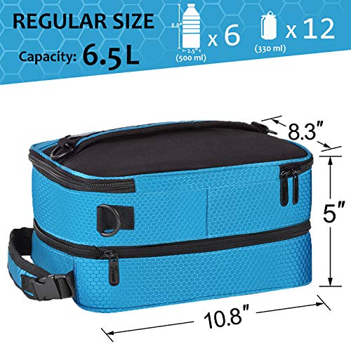 Tirrinia Expandable Insulated Lunch Bag for Men Women – Leakproof Reusable Cooler LunchBox for Kids & Adults with Shoulder Strap, Perfect for Work, School, Office, Travel,Blue - color: Blue