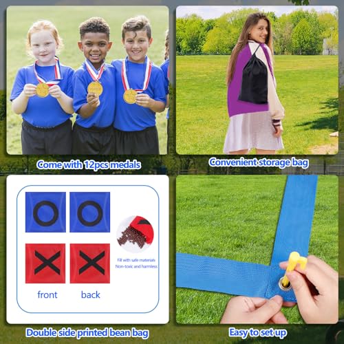 CWLAKON Outdoor Giant Tic Tac Toe Bean Bag Toss Games for Kids Adults Family, Large Outside Lawn Yard Backyard Carnival Field Day Game, Birthday Party Family Reunion Games Playground Fitness Equipment - style: Classic