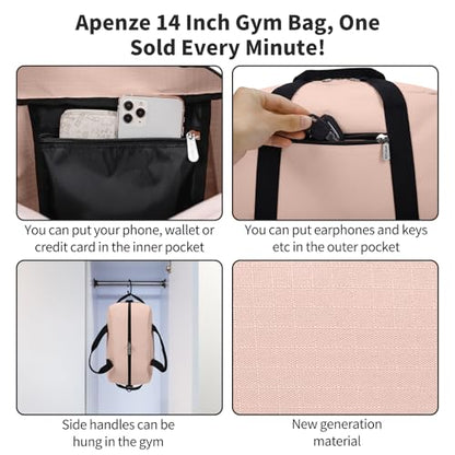 Apenze Small Gym Bag 14 inch lightweight Carry On Mini Duffel Bag for Travel Sport - Pink - color: Pink
