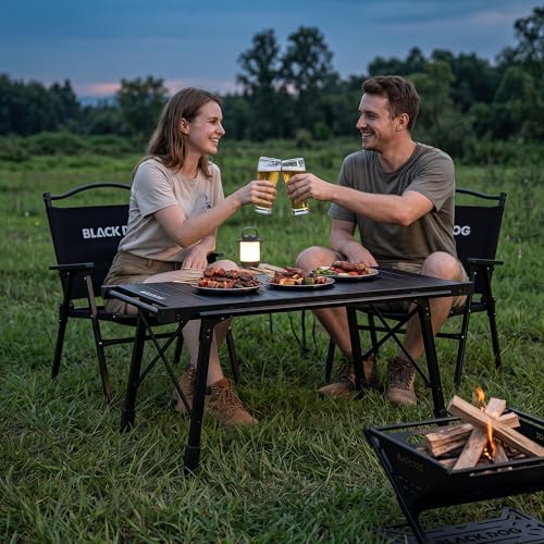 BLACKDOG Folding Camping Table for Outdoor, Portable IGT Table with Detachable 3 Units for Camp, Aluminum Table with Adjustable Height for Picnic Backyards Beach