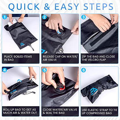 Wet & Dry Bag for Swimsuit, Gym Clothes; Smell Proof Small Gym Bag; Reusable Compression Swim Bag, Travel Laundry Bag; Isolate Wet Clothes, Remove Odor