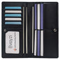 Bveyzi Ultra Slim Thin Leather RFID Blocking Credit Card Holder Bifold Clutch Wallets for Women - color: Black