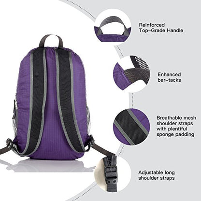 Outlander Packable Handy Lightweight Travel Hiking Backpack Daypack, Purple-L - color: Purple, size: 33L