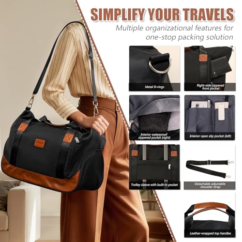 Cosbarn Luggage Sets 5 Piece with TSA Lock Spinner Wheels, Unisex Hard Case ABS Suitcase Set, Hardshell Lightweight Waterproof Travel Hardside Suitcases with Wheels for Women Men, Black - color: Black, size: 5 Piece Sets (20/24/28/Db/Tb)