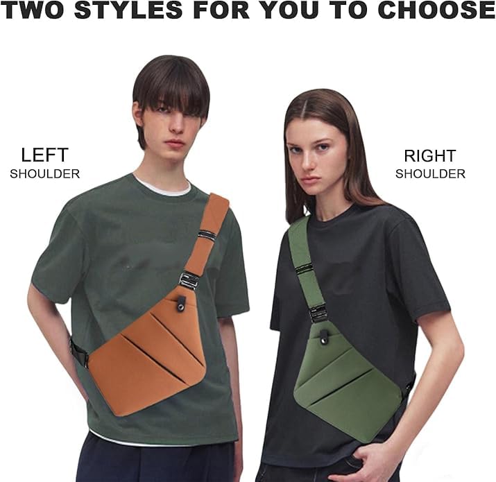 Anti Theft Travel Bag, One Shoulder Large Capacity Cross-body Bag Chest Fashion Lightweight Sling Bags for Travel Sports - color: Brown, style: Right Shoulder