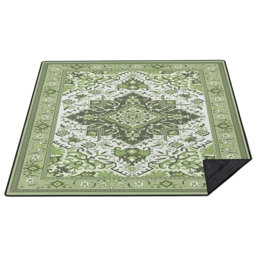 Supfitness Extra Large Picnic Blankets Waterproof Foldable (80"x 80") Beach Blanket Waterproof Sandproof,3-Layer Thicking Mat Outdoor Packable Camping Blanket - color: Boho-green, size: 80x80in